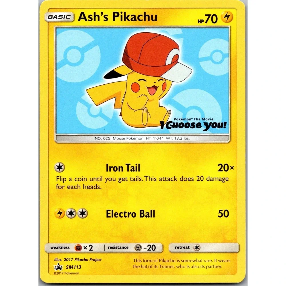 Pokemon Ash's Pikachu SM Promos SM113 I Choose You Movie Promo Lightning Card